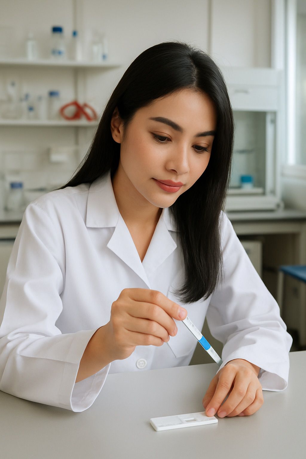 Healthcare professional performing L-FABP test